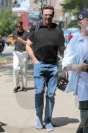 Hugh Jackman arrives for his final performance of 'Sexual Misconduct of the Middles Classes' in New York City