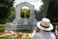 Tourists At The Johann Strauss Monument
