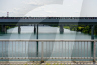 Metro Train Crossing Danube Bridge In Vienna