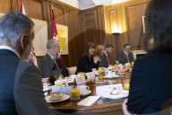 Rachel Reeves UK Chancellor of the Exchequer holds a wholesale services roundtable