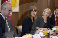 Rachel Reeves UK Chancellor of the Exchequer holds a wholesale services roundtable