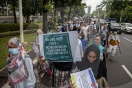 Asylum Seekers Demonstrate In Front Of US Embassy Jakarta