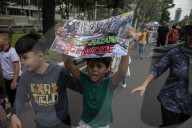 Asylum Seekers Demonstrate In Front Of US Embassy Jakarta