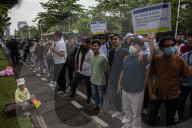 Asylum Seekers Demonstrate In Front Of US Embassy Jakarta