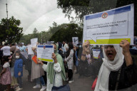 Asylum Seekers Demonstrate In Front Of US Embassy Jakarta