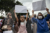 Asylum Seekers Demonstrate In Front Of US Embassy Jakarta