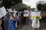 Asylum Seekers Demonstrate In Front Of US Embassy Jakarta