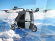 Three wheel flying motorcycle