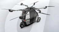 Three wheel flying motorcycle