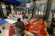 Underground makeshift bomb shelters in Tel Aviv