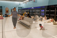 Underground makeshift bomb shelters in Tel Aviv
