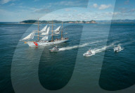 CGC Eagle Sails Past Cape Disappointment Lighthouse