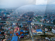 Drone View Of Gwarko Overpass  Highway In Lalitpur, Nepal.
