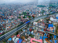 Drone View Of Gwarko Overpass  Highway In Lalitpur, Nepal.