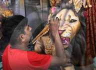 Artisians Making Idols For Durga Puja In Kolkata, India