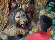 Artisians Making Idols For Durga Puja In Kolkata, India