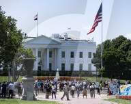 View Of  The White House / Some   Protesters  Out Side The White House 