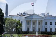 View Of  The White House / Some   Protesters  Out Side The White House 