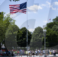 View Of  The White House / Some   Protesters  Out Side The White House 