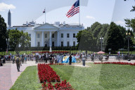 View Of  The White House / Some   Protesters  Out Side The White House 