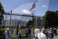 View Of  The White House / Some   Protesters  Out Side The White House 
