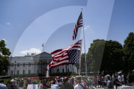 View Of  The White House / Some   Protesters  Out Side The White House 