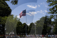View Of  The White House / Some   Protesters  Out Side The White House 