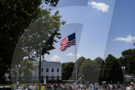 View Of  The White House / Some   Protesters  Out Side The White House 