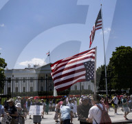 View Of  The White House / Some   Protesters  Out Side The White House 