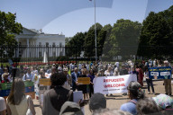 View Of  The White House / Some   Protesters  Out Side The White House 
