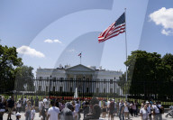 View Of  The White House / Some   Protesters  Out Side The White House 