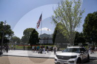 View Of  The White House / Some   Protesters  Out Side The White House 