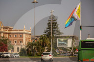 Flag By LGBTQIA+ At Sevilla Square, In Cadiz, Marks The Opening Of Proud Week At Province.