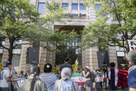 Crowd Of People Gathering Protesting Out Side Of The Washington Post Building They Started Marching To The White House 
