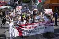 Protesters In Seoul Urge U.S. To Halt Wars In Palestine And Iran, Condemn Israeli Attacks