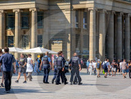 Police Patrol On German Shopping Street