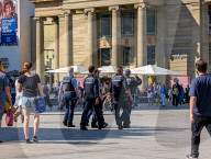 Police Patrol On German Shopping Street