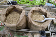 Loose Lentils For Sale At A Supermarket In Italy