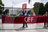 Protesters Out Side The White House Protesting  The US Booming Of IRAN 