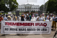 Protesters Out Side The White House Protesting  The US Booming Of IRAN 