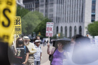 Protesters Out Side The White House Protesting  The US Booming Of IRAN 