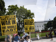 Protesters Out Side The White House Protesting  The US Booming Of IRAN 