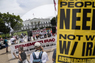 Protesters Out Side The White House Protesting  The US Booming Of IRAN 