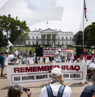 Protesters Out Side The White House Protesting  The US Booming Of IRAN 