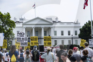 Protesters Out Side The White House Protesting  The US Booming Of IRAN 