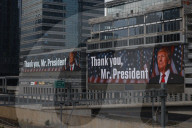 Tel Aviv puts up Trump banner