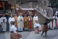 Corpus Christi Procession In Barcelona.