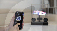 Streaming speaker displays 3D holograms