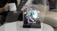 Streaming speaker displays 3D holograms