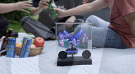 Streaming speaker displays 3D holograms